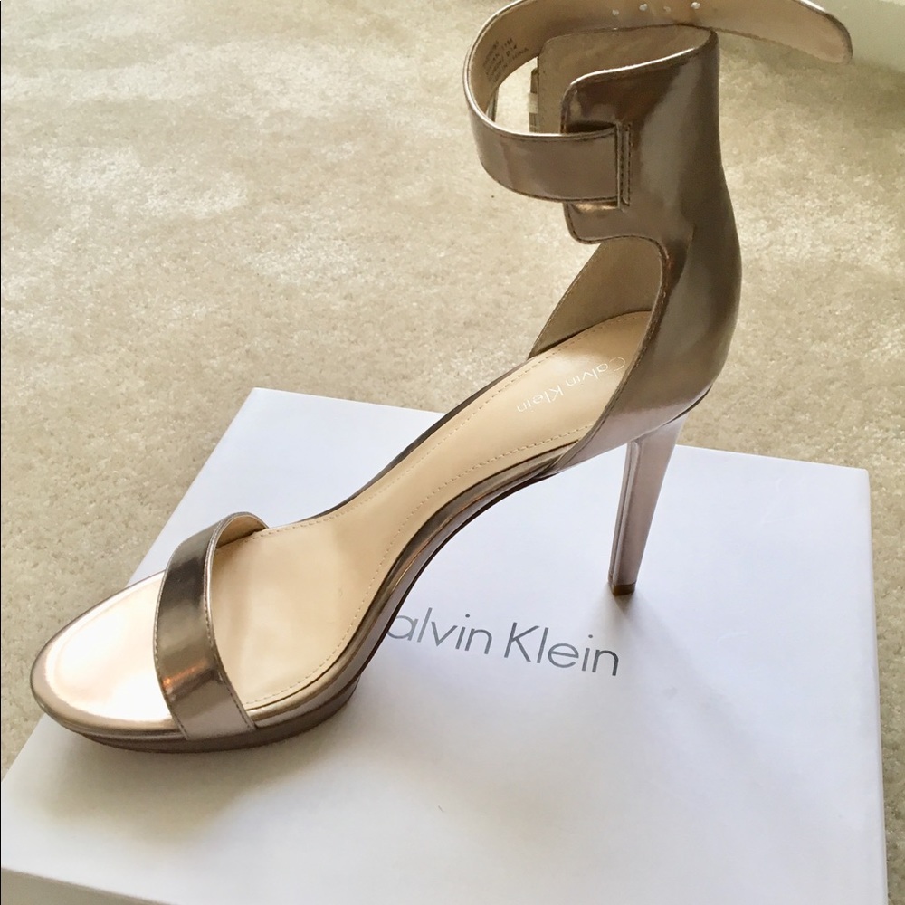 Calvin Klein Gold Metallic Platform Shoes